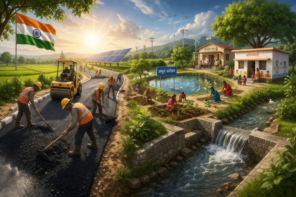 vb gramg yojana workers work on field image